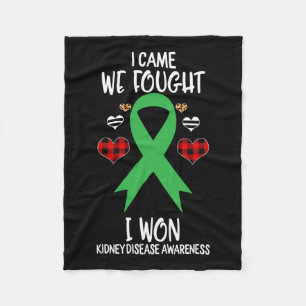 Kidney Disease Awareness Ribbon I Came We Fought I Fleece Blanket