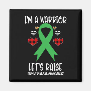 Kidney Disease Awareness Ribbon I'm Warrior Let's  Magnet
