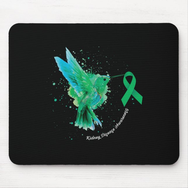 Kidney Disease Awareness Sunflower Hummingbird Gif Mouse Mat (Front)