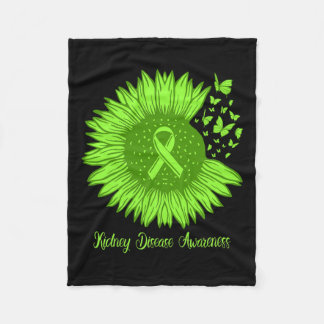 Kidney Disease Awareness Sunflower Mum Green Ribbo Fleece Blanket