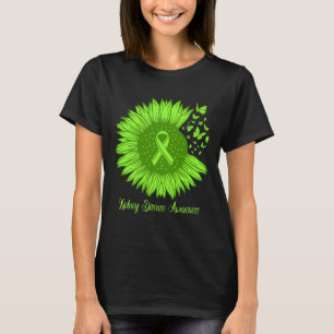 Kidney Disease Awareness Sunflower Mum Green Ribbo T-Shirt