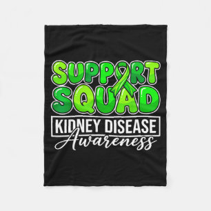 Kidney disease awareness support squad green fleece blanket