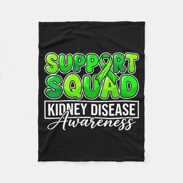 Kidney disease awareness support squad green fleece blanket (Front)