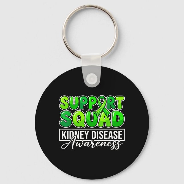 Kidney Disease Awareness Support Squad Green Key Ring (Front)