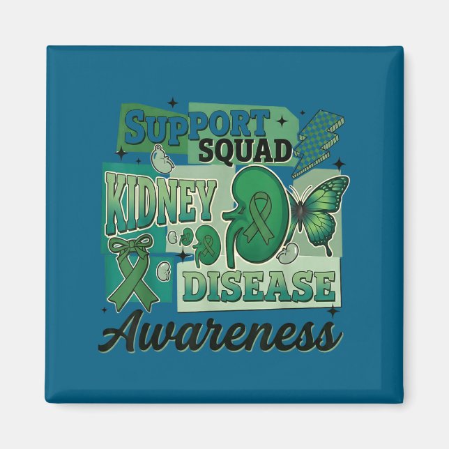 Kidney disease awareness support squad team magnet (Front)