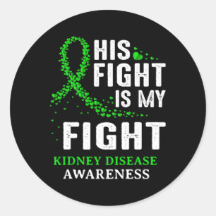 Kidney Disease Awareness Survivor Green Ribbon Men Classic Round Sticker
