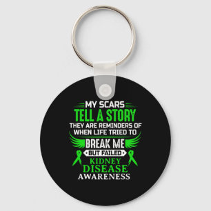 Kidney Disease Awareness Survivor Green Ribbon Men Key Ring