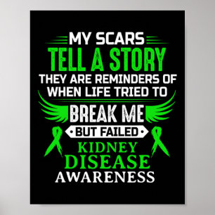 Kidney Disease Awareness Survivor Green Ribbon Men Poster