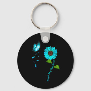 Kidney Disease Awareness Teal Butterfly Sunflower  Key Ring