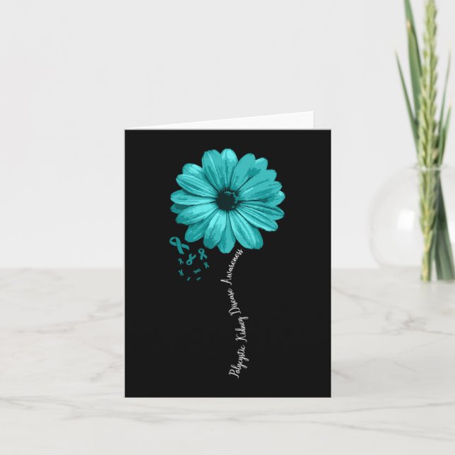 Kidney Disease Awareness Warrior Pretty Ribbon  Card (Front)