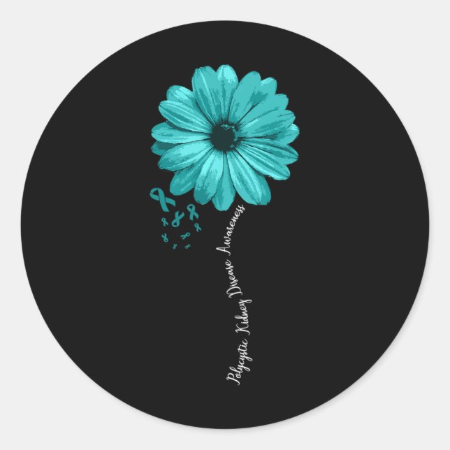 Kidney Disease Awareness Warrior Pretty Ribbon  Classic Round Sticker (Front)