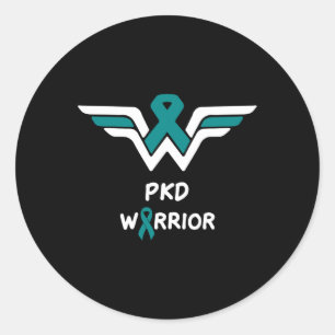 Kidney Disease Awareness Warrior Teal Ribbon 1  Classic Round Sticker