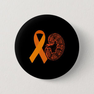 Kidney Disease Cancer Awareness Orange Ribbon Mont 6 Cm Round Badge