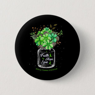 Kidney Disease Faith Love Hope Flower Jar Awarenes 6 Cm Round Badge