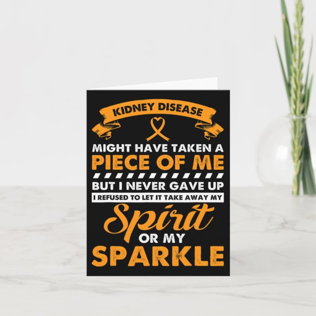 Kidney Disease Gift - Never Give Up Kidney Cancer  Card (Front)