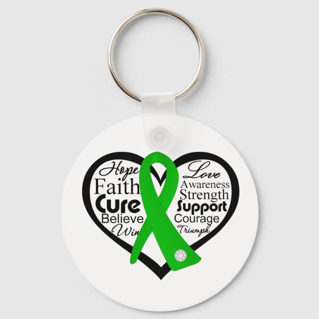 Kidney Disease Heart Ribbon Collage Key Ring (Front)