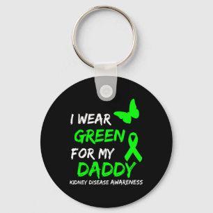 Kidney Disease I Wear Green For My Daddy Ribbon Key Ring