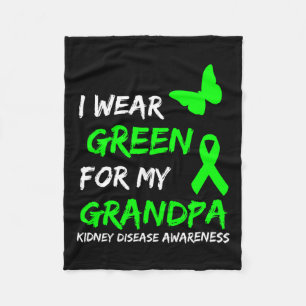 Kidney Disease I Wear Green For My Grandpa Ribbon Fleece Blanket