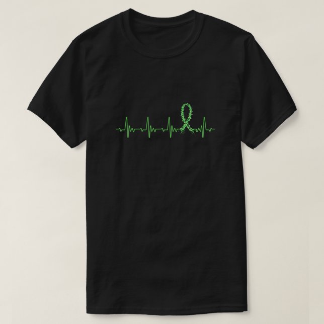Kidney Disease Liver Cancer Awareness Green Ribbon T-Shirt (Design Front)