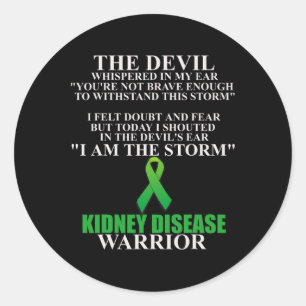 Kidney Disease Ribbon Warrior Awareness Faith  Classic Round Sticker