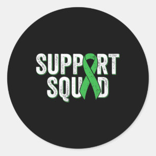 Kidney Disease Support Squad - Green Awareness Rib Classic Round Sticker