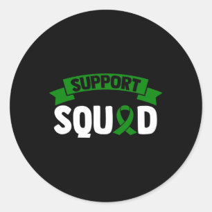 Kidney Disease Support Squad - Green Awareness Rib Classic Round Sticker