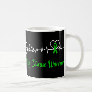 Kidney Disease Warrior Heartbeat Fight Green Ribbo Coffee Mug