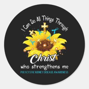 Kidney Disease Warrior I Can Do All  Classic Round Sticker