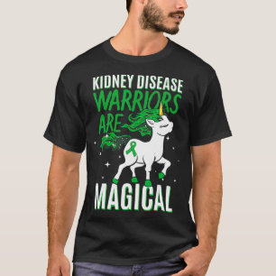 Kidney Disease Warrior Magical Unicorn Green T-Shirt