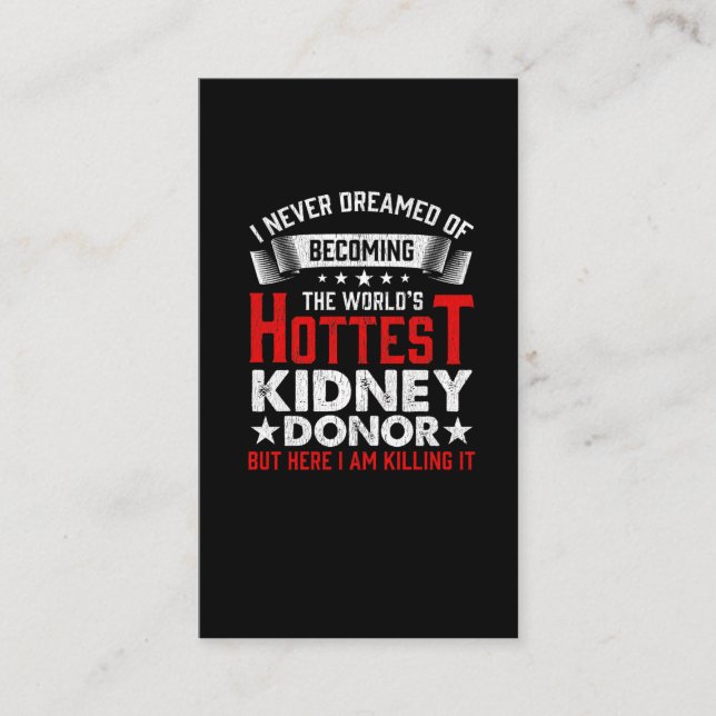 Kidney Donor Organ Transplant Surgery Recovery Business Card (Front)
