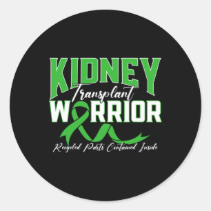 Kidney Transplant Warrior Renal Kidney Disease Pat Classic Round Sticker