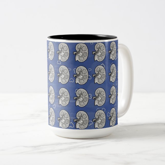 Kidneys, blue, Two-Tone coffee mug (Front Right)