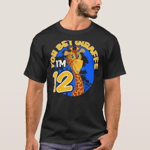 Kids12th Birthday Giraffe Zoo Theme Tween Birthda T-Shirt