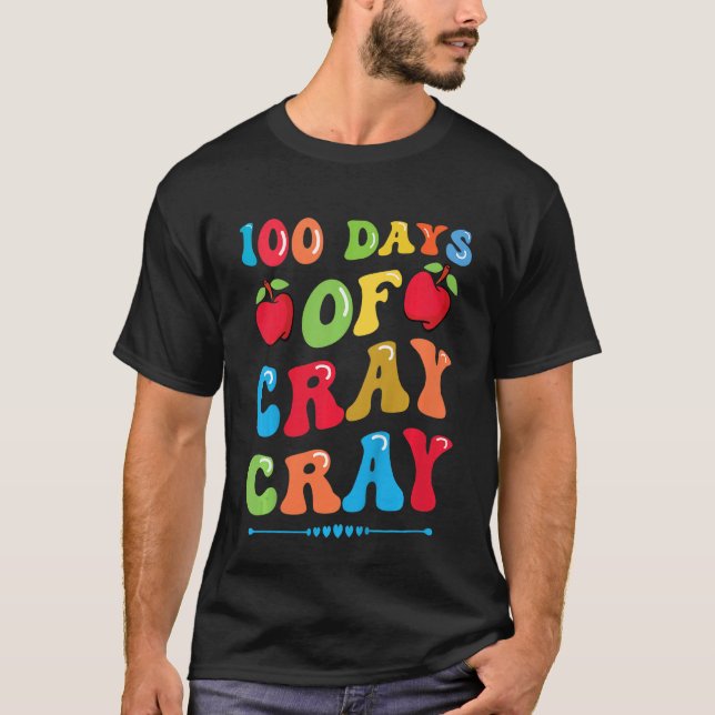 Kids 100 Days of Cray Cray - Apples and Books T-Shirt (Front)