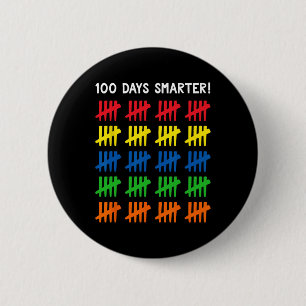 Kids 100 Days of School  100 Tally Marks  6 Cm Round Badge
