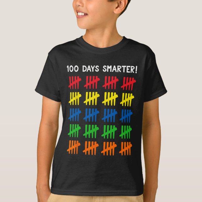 Kids 100 Days of School  100 Tally Marks  T-Shirt (Front)
