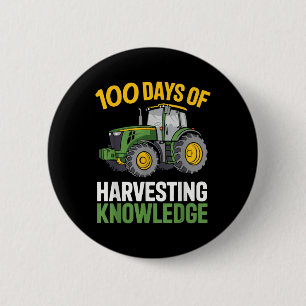 Kids 100 Days Of School Boy Tractor Farming 100th 6 Cm Round Badge