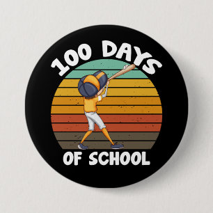 Kids 100 Days Of School Boys 100th Day Baseball 7.5 Cm Round Badge