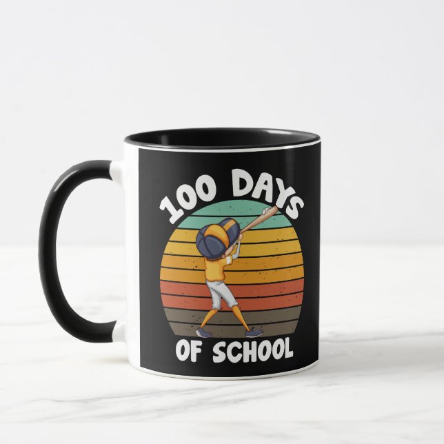 Kids 100 Days Of School Boys 100th Day Baseball Mug (Left)