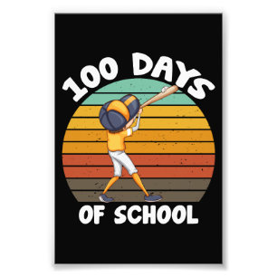 Kids 100 Days Of School Boys 100th Day Baseball Photo Print