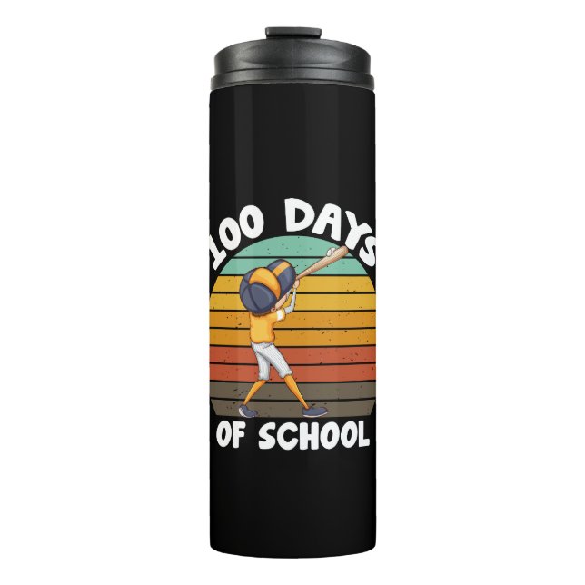 Kids 100 Days Of School Boys 100th Day Baseball Thermal Tumbler (Front)