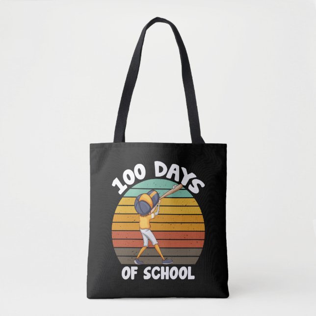 Kids 100 Days Of School Boys 100th Day Baseball Tote Bag (Front)