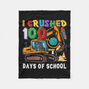 Kids 100 Days Of School Construction Vehicle Toddl Fleece Blanket