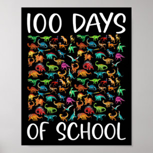 Kids 100 Days Of School Dinosaur Poster