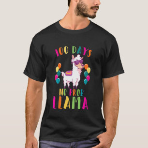 Kids 100 Days Of School Girls 100 Days No Prob Lla T-Shirt