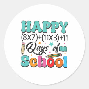 Kids 100 Days Of School Math Equation Teacher Scho Classic Round Sticker