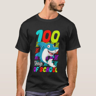 Kids 100 Days Of School Shark Girls Boys 100 Days T-Shirt