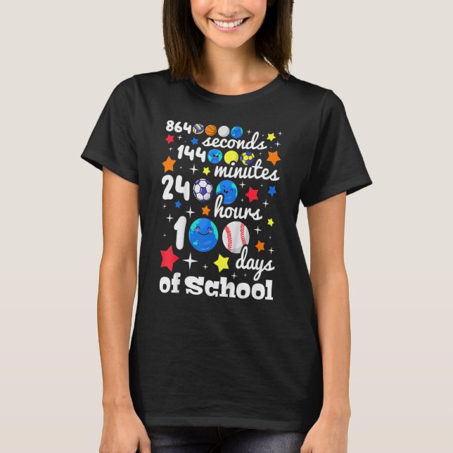 Kids 100 Days Of School Sports Kids First Grader T-Shirt (Front)