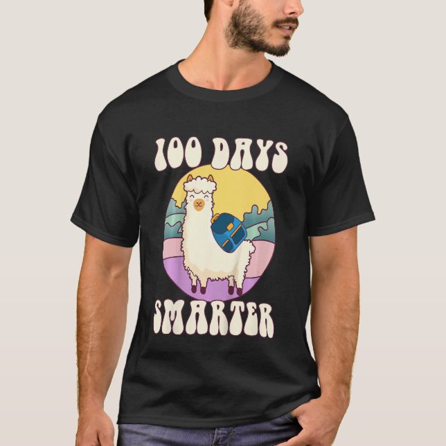 Kids 100 days smarter, Cute llama Happy 100th Day  T-Shirt (Front)