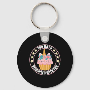 Kids 100 Days Sprinkled With Fun Cupcake Shirt Hap Key Ring